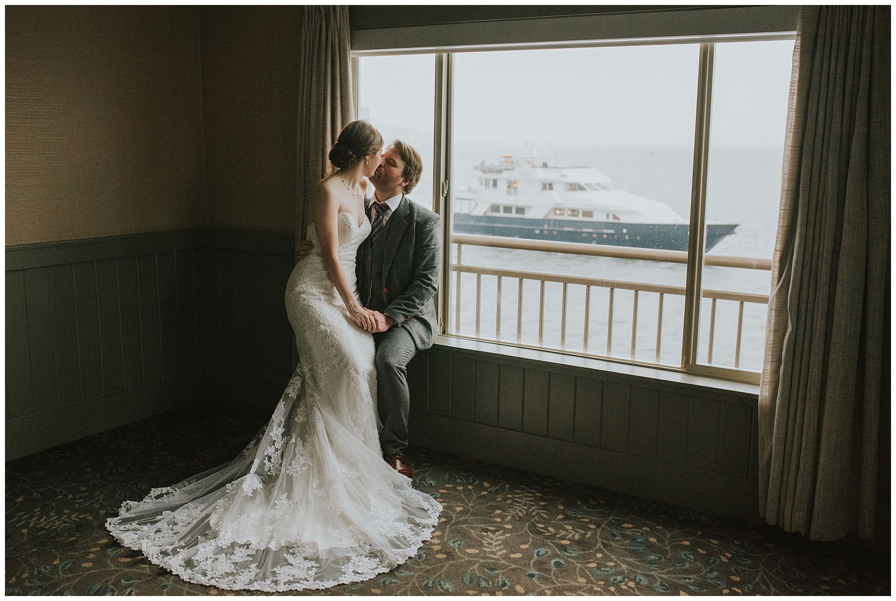 Luxury Waterfront Hotel Rooms, The Four Seasons, sea-side rooms, The Edgewater Wedding Venue, Seattle Wedding at The Edgewater Hotel, Seattle Waterfront Wedding Venues, Seattle Wedding Photographer, Edgewater Hotel, Destination Wedding Resorts, Lauren Ryan Photography, Seattle Parks, Sculpture Park