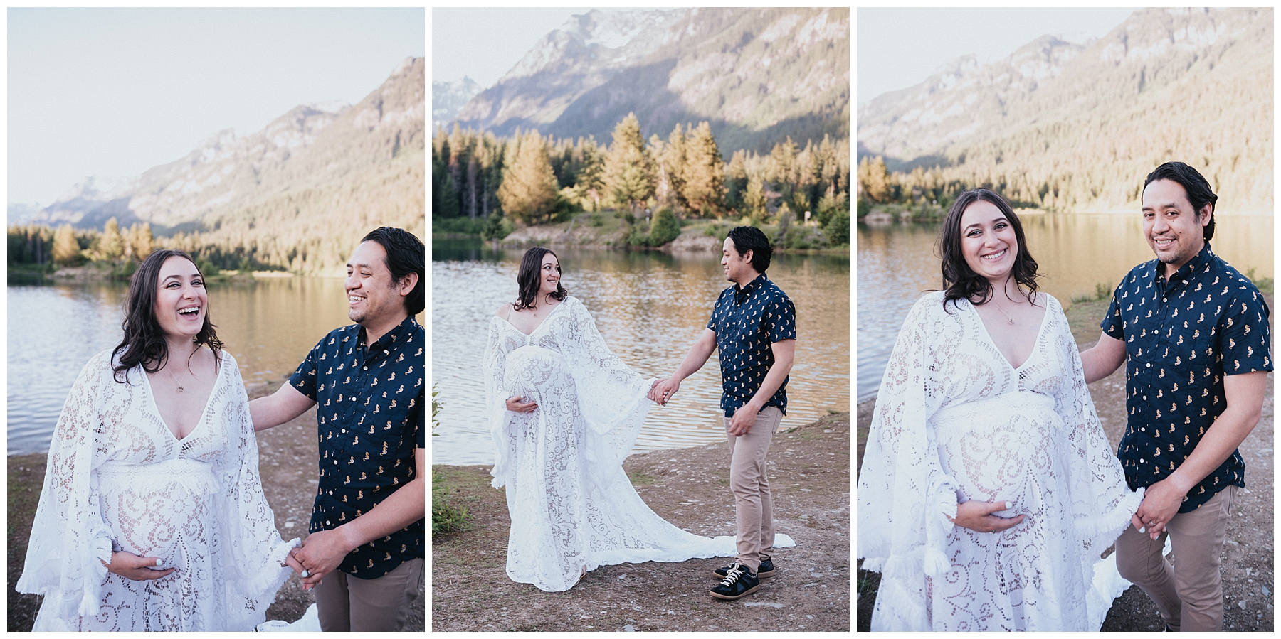 Lauren Ryan Photography, Easton Washington, PNW, Flutter Dresses, Gold Creek Pond, Maternity Session, snoqualmie pass