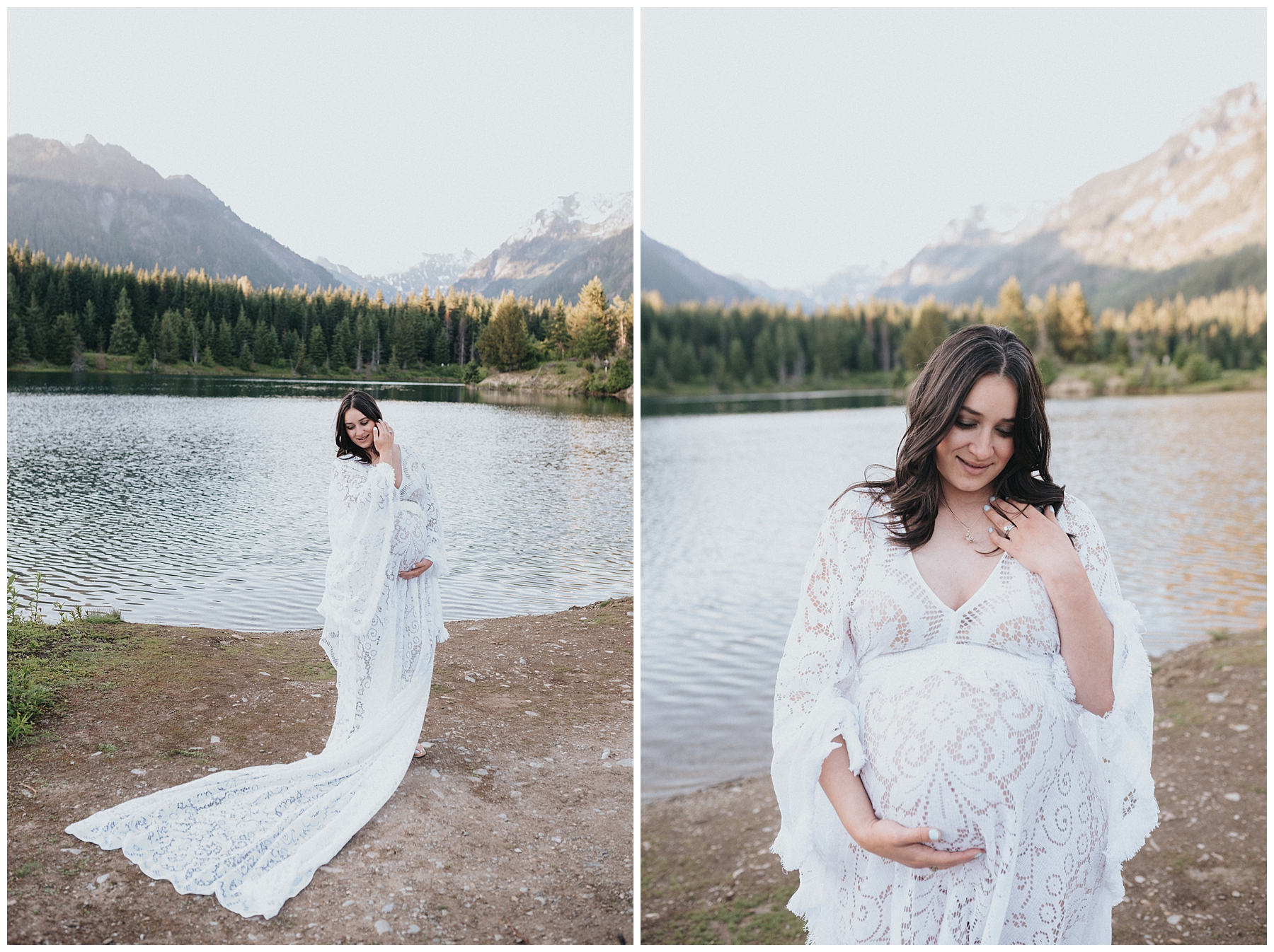 Lauren Ryan Photography, Easton Washington, PNW, Flutter Dresses, Gold Creek Pond, Maternity Session, snoqualmie pass