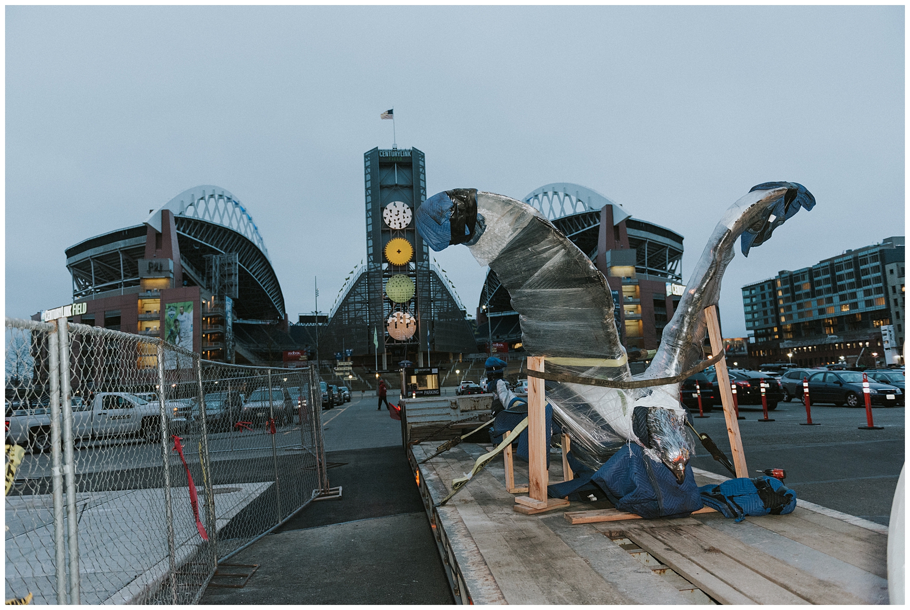 Century Link Field, Chester Fields, eagles, pnw commissioned artwork, sculpture, Seahawks, seattle, Seattle art, Seattle construction, Seattle real estate, Sodo Art, Sodo Builders, splashdown, Lauren Ryan Photography