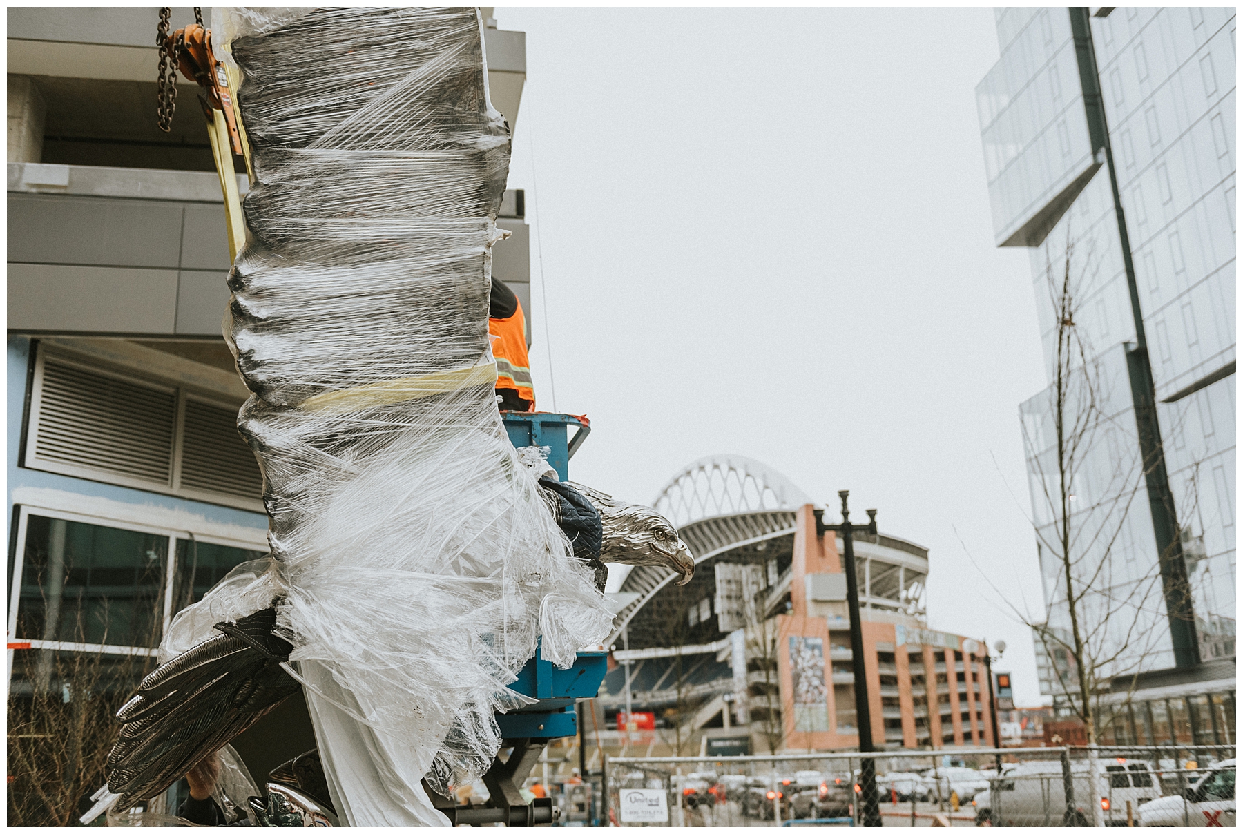 Century Link Field, Chester Fields, eagles, pnw commissioned artwork, sculpture, Seahawks, seattle, Seattle art, Seattle construction, Seattle real estate, Sodo Art, Sodo Builders, splashdown, Lauren Ryan Photography